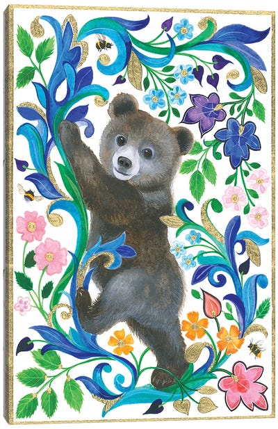 Baby Bear Canvas Art Print - Brown Bear Art