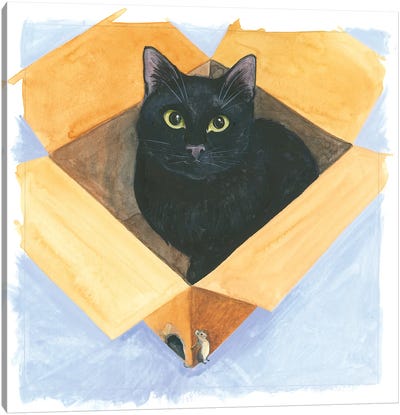 Cat In The Box Canvas Art Print - A Purr-fect Day