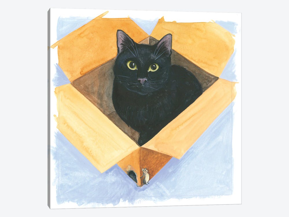 Cat In The Box by Isabelle Brent 1-piece Canvas Art Print