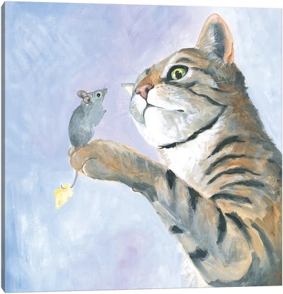 Dilemma Cat And Mouse Canvas Art Print - Mouse Art