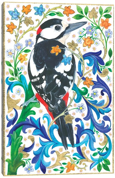 A Greater Spotted Woodpecker Canvas Art Print - Global Folk
