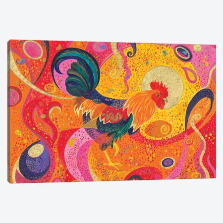 Flamboyant Cockerel Canvas Print #IBR30} by Isabelle Brent Canvas Artwork