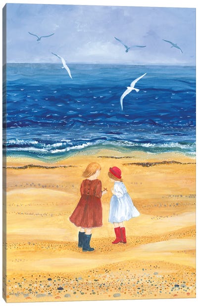 Friends On The Beach Canvas Art Print - Gull & Seagull Art