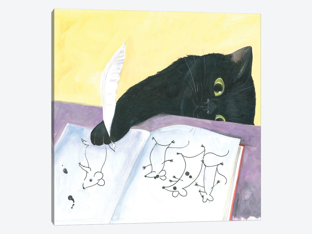 Homework Black Cat by Isabelle Brent 1-piece Canvas Artwork