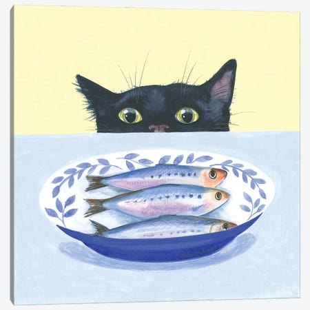 Temptation Cat Canvas Print #IBR47} by Isabelle Brent Canvas Art