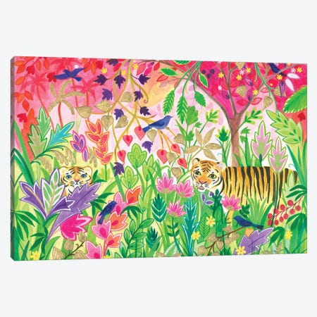 Tigers In The Flowered Jungle Canvas Print #IBR55} by Isabelle Brent Canvas Art Print