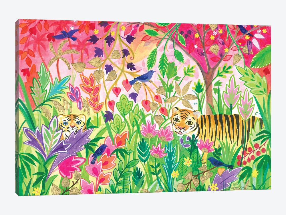 Tigers In The Flowered Jungle by Isabelle Brent 1-piece Canvas Print