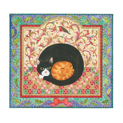 Isabelle Brent - Canvas Prints: Round Cats And Robin by Isabelle Brent
