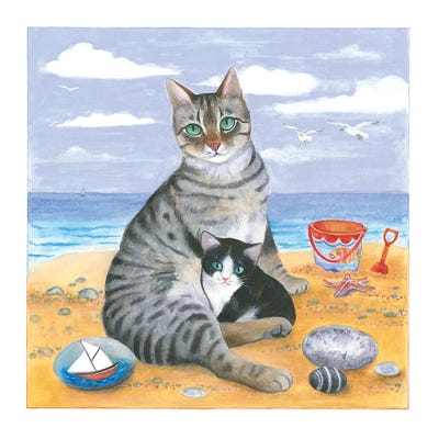 Isabelle Brent - Canvas Prints: Summer Beach Cats by Isabelle Brent