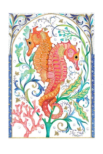 Two Vibrant Seahorses