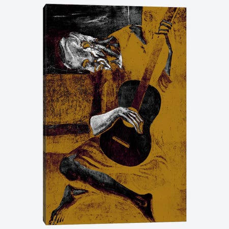 Bronze Old Guitarist Canvas Print #ICA1021} by 5by5collective Canvas Art Print