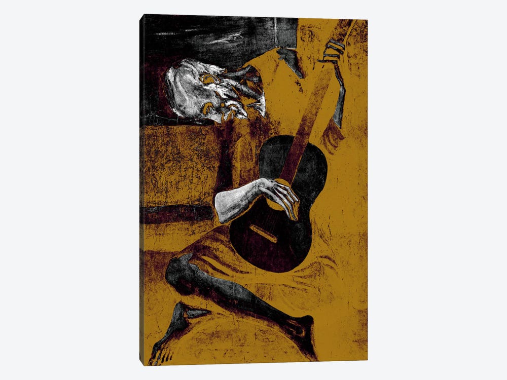 Bronze Old Guitarist by 5by5collective 1-piece Canvas Wall Art