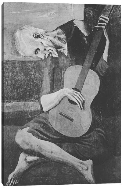 Sketch of Old Guitarist Canvas Art Print - Classics Through A Modern Lens