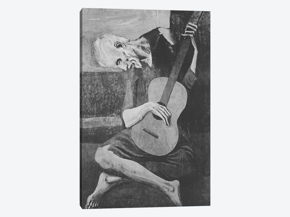 Sketch of Old Guitarist by 5by5collective 1-piece Canvas Print