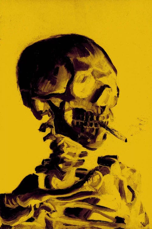 Yellow Skull With Cigarette