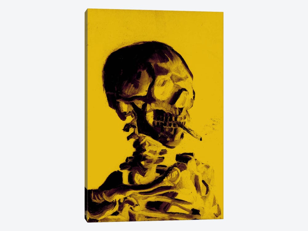 Yellow Skull With Cigarette by 5by5collective 1-piece Canvas Wall Art