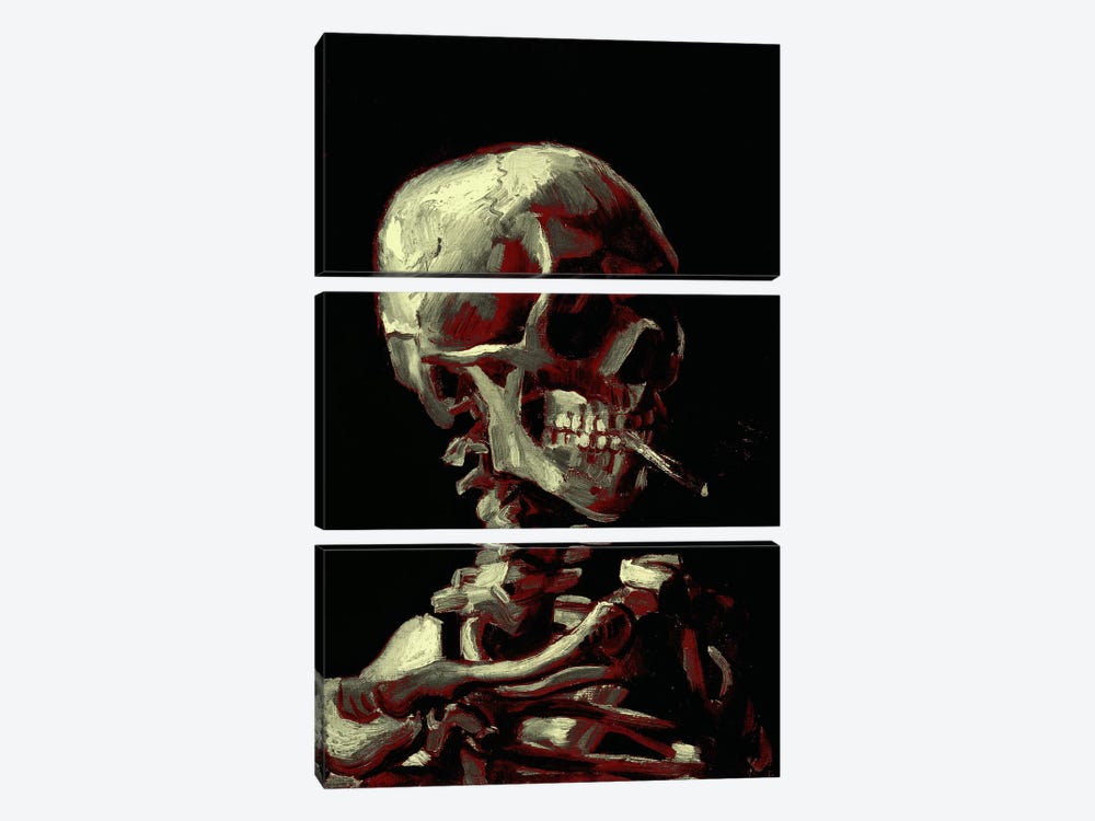 Dark Hue Skull With Cigarette by 5by5collective 3-piece Art Print