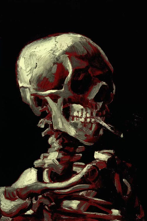 Dark Hue Skull With Cigarette