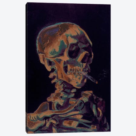 Copper Skull With Cigarette Canvas Print #ICA1025} by 5by5collective Canvas Artwork