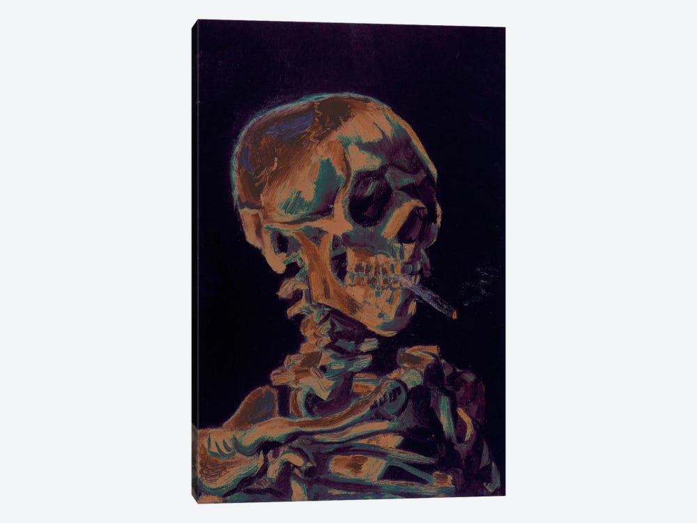 Copper Skull With Cigarette by 5by5collective 1-piece Canvas Wall Art