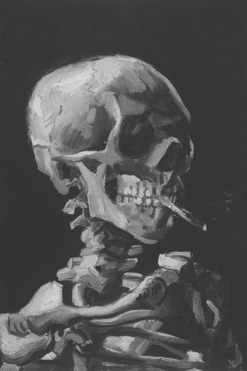 Sketch of Skull With Cigarette