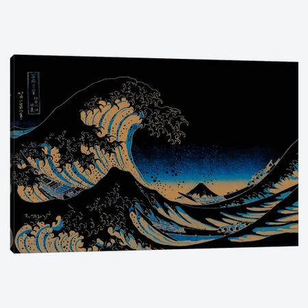 Great Wave at Night Canvas Print #ICA1027} by 5by5collective Canvas Artwork