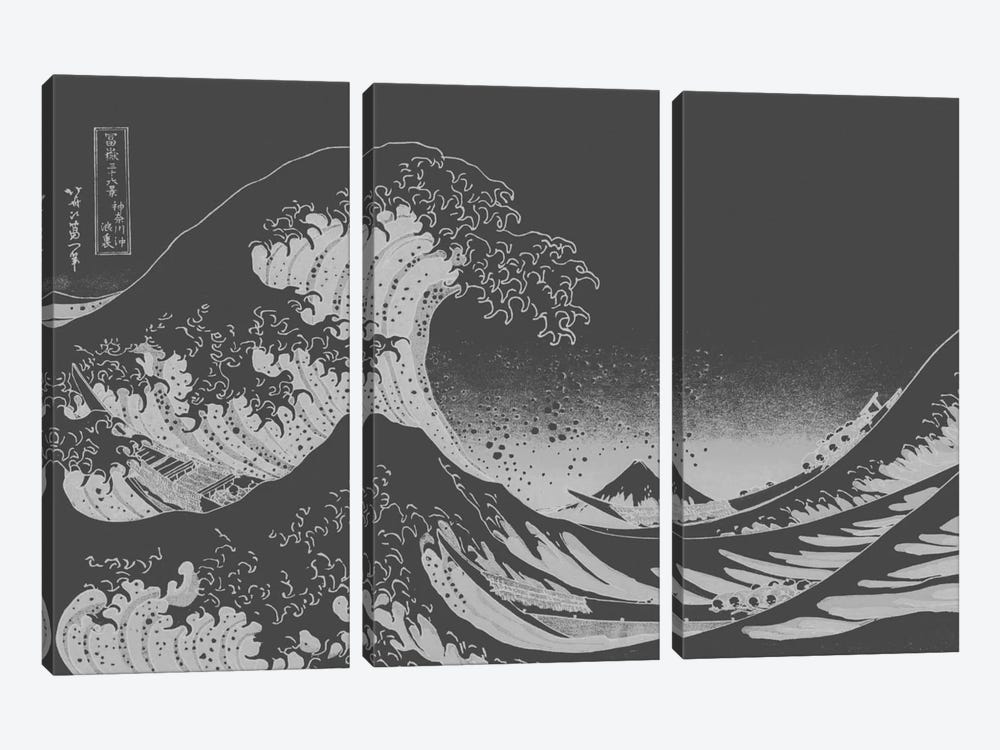 Sketch of Great Wave by 5by5collective 3-piece Canvas Art Print