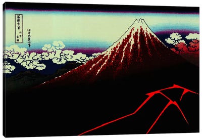 Dark Lightning Below the Summit Canvas Art Print - Volcano Art