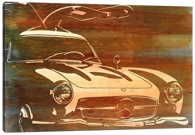 Vintage Wings Brushed Orange Aluminum Canvas Art Print - Cars By Brand
