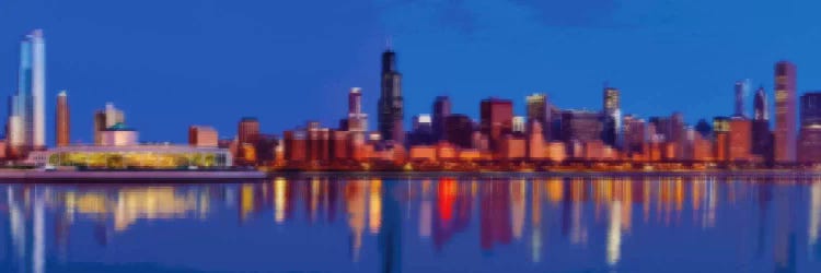 Cross Stitched Chicago Landscape by 5by5collective wall art