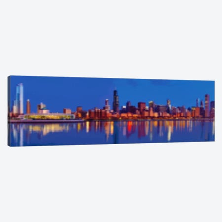 Cross Stitched Chicago Landscape Canvas Print #ICA104} by 5by5collective Canvas Artwork