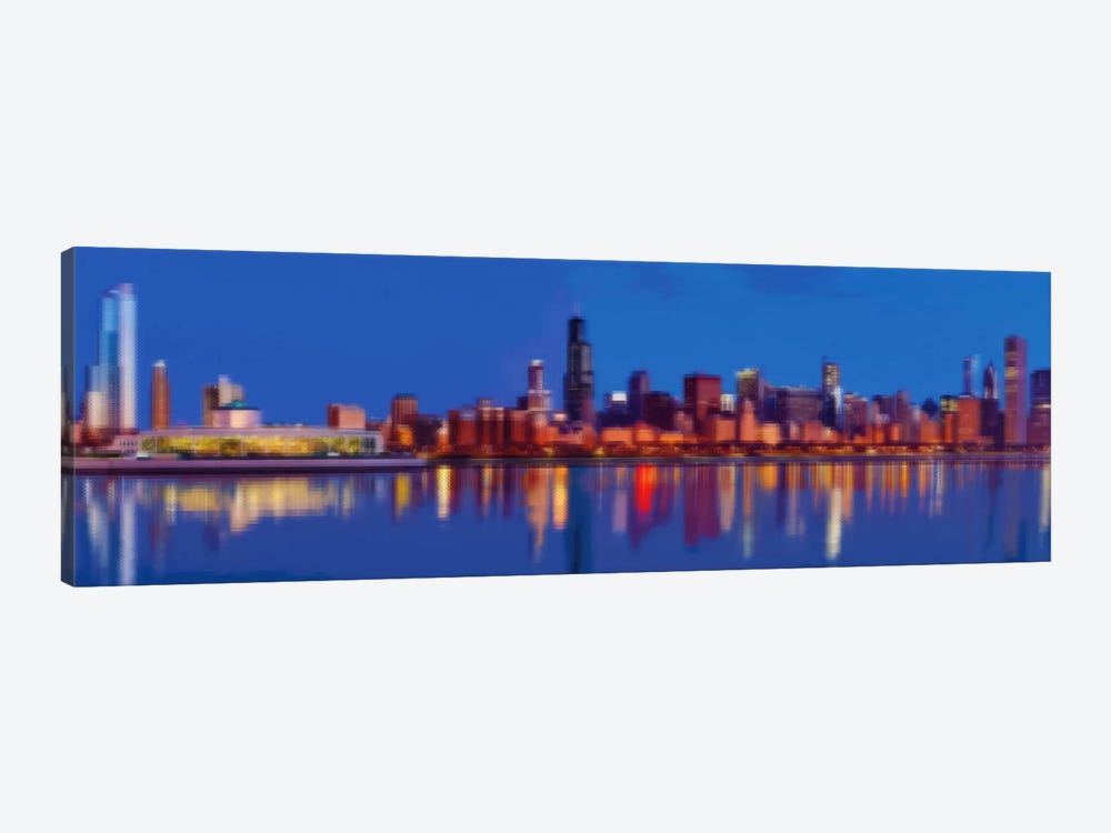 Cross Stitched Chicago Landscape by 5by5collective 1-piece Canvas Print