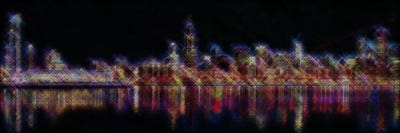 Cross Stitched Chicago Landscape at Night by 5by5collective acrylic art print