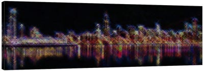Cross Stitched Chicago Landscape at Night Canvas Art Print - Chicago Skylines