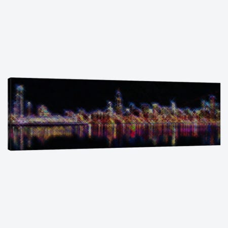 Cross Stitched Chicago Landscape at Night Canvas Print #ICA105} by Unknown Artist Canvas Wall Art