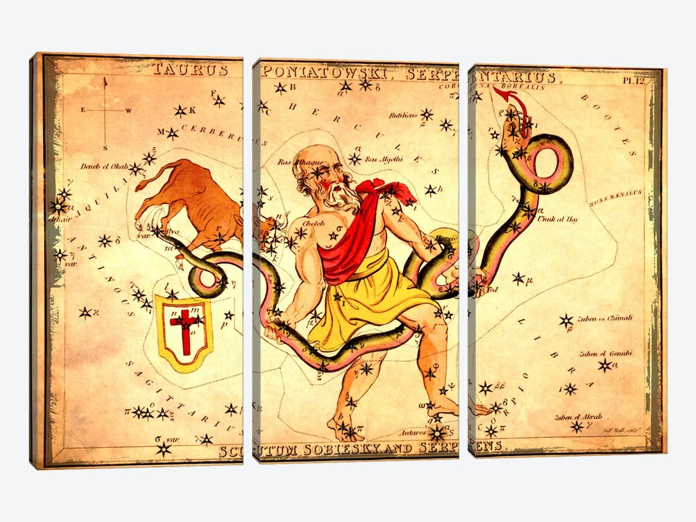 Ophiuchus1825 by Sidney Hall 3-piece Canvas Wall Art