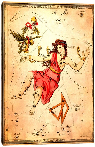 Gloria Frederici Andromeda, & Triangula Canvas Art Print - Celestial Maps