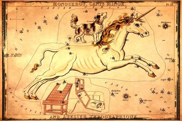 Unicorns: MonocerosCanis Minor, & Atelier Typographique by Sidney Hall