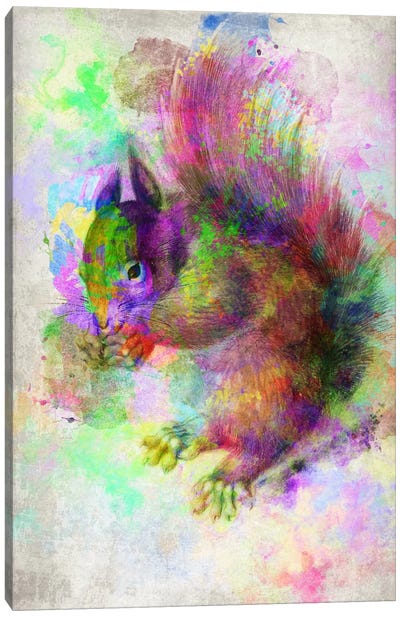 Watercolor Squirel Canvas Art Print - Squirrel Art