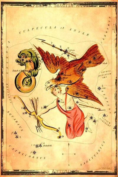 Astrology: DelphinusSagitta, Aquila, & Antinous by Sidney Hall