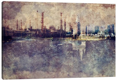 City in Smog Canvas Art Print - Industrial Art