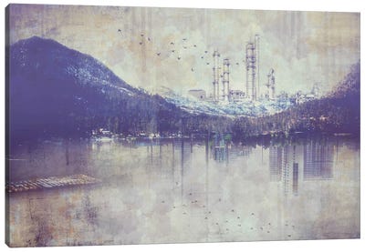 View from the Lake Canvas Art Print - Gray & Purple Art