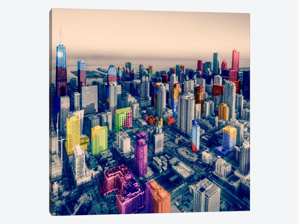 Chicago City Pop by 5by5collective 1-piece Canvas Art