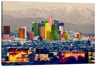 Los Angeles City Pop 2 Canvas Art Print - Los Angeles Skylines