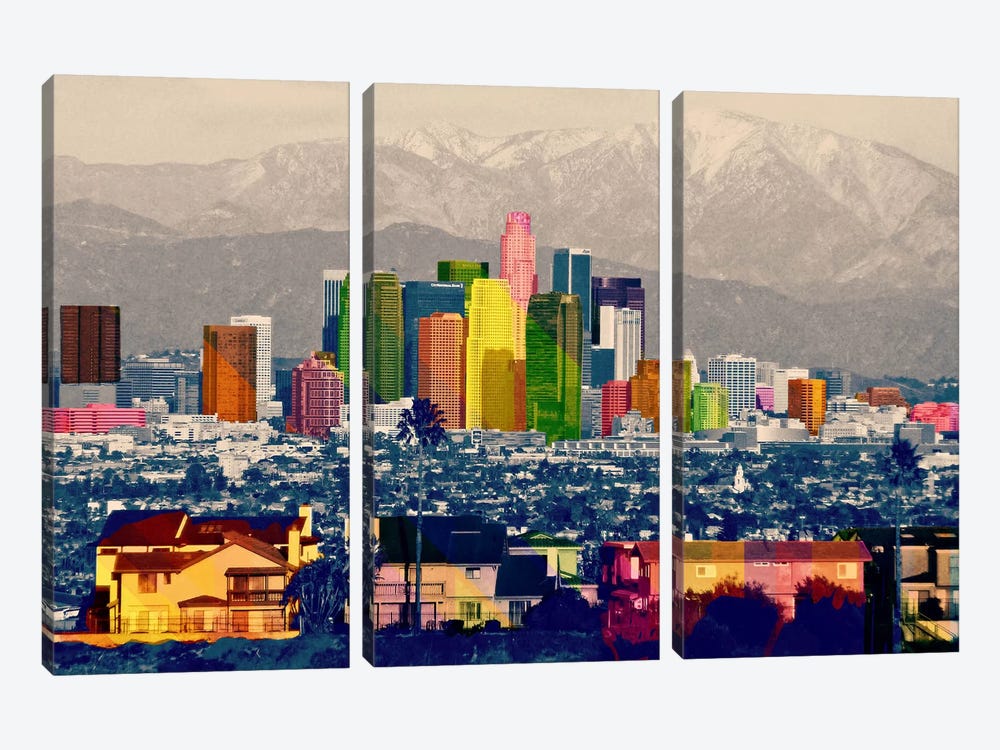 Los Angeles City Pop 2 by 5by5collective 3-piece Art Print