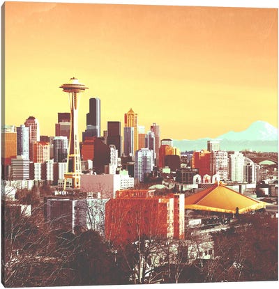 Seattle in Color Canvas Art Print - City Sunrise & Sunset Art