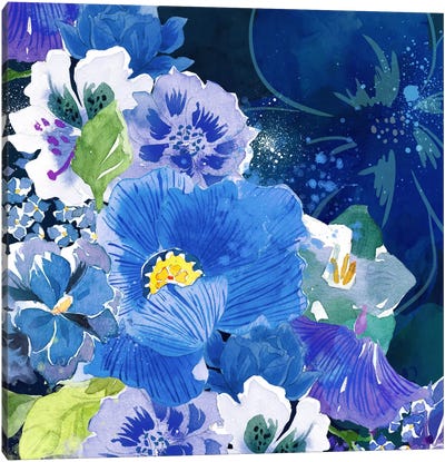 Midnight Flowers #2 Canvas Art Print - Spring Florals Collection