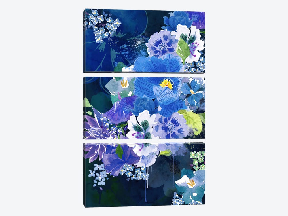 Midnight Flowers by 5by5collective 3-piece Canvas Wall Art