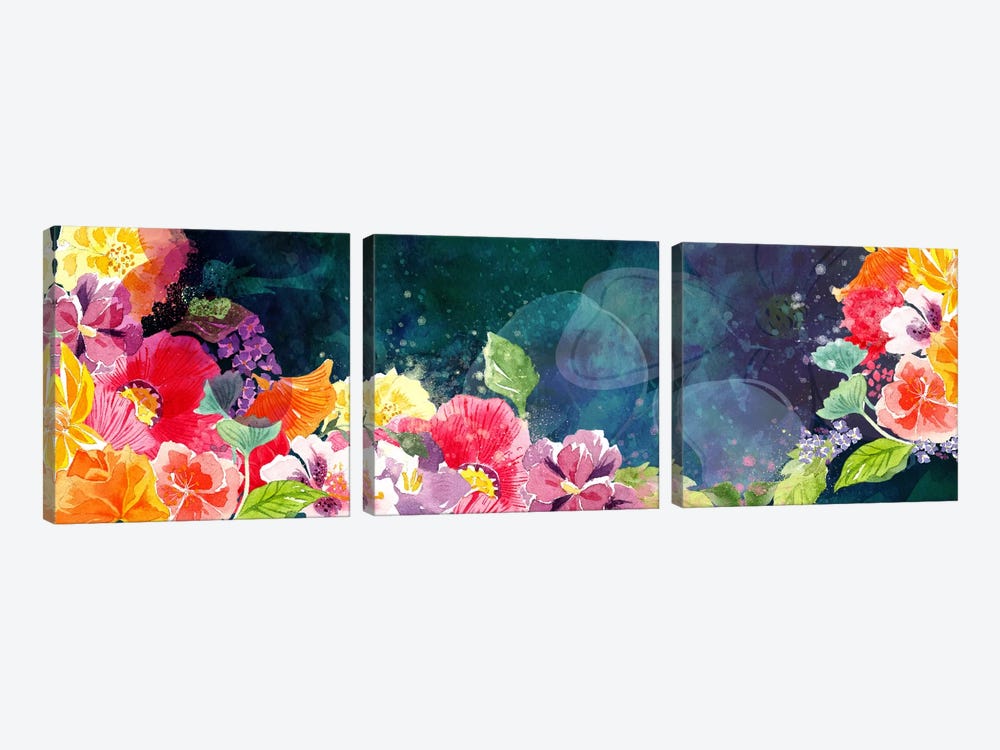 Flourishing Flowers by 5by5collective 3-piece Canvas Art Print