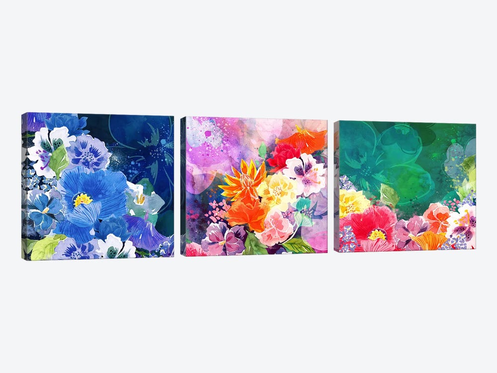 Joyous Blossoms by 5by5collective 3-piece Canvas Art